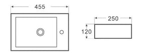 KDK Basins PW4525L - Above Counter / Wall Hung Basin 455x250x120MM
