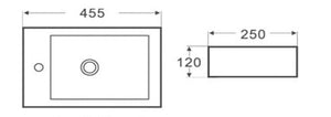 KDK Basins PW4525R - Above Counter / Wall Hung Basin 455x250x120MM