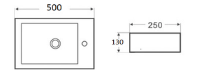KDK Basins PW5025L - Above Counter / Wall Hung Basin 500x250x130MM