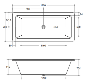 KDK Bathtubs DIB1700 KBT-1-1700 Drop In Bathtub 1700*789*415mm