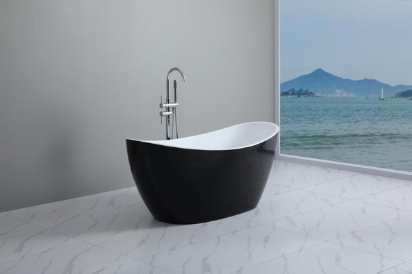 KDK Bathtubs Evie EBT1660B Free Standing Bathtub Gloss Black and White Non Overflow 1660*780*690mm