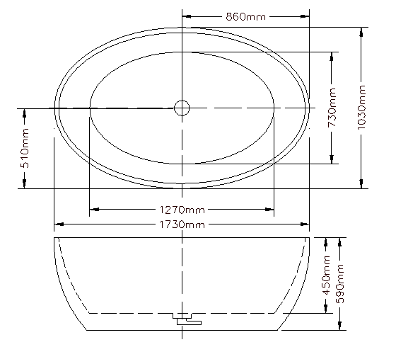 Lucia LBT1800NF Free Standing Bathtub Non Overflow 1730*1030*590mm