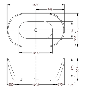 KDK Bathtubs Olivia OVBT1500-OF Free Standing Bathtub With Overflow 1530*770*555mm
