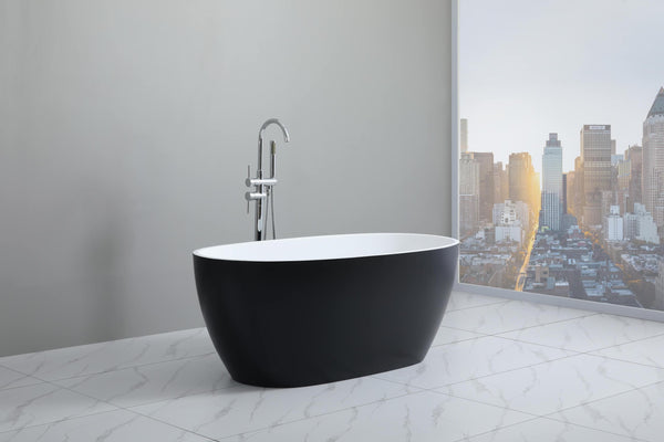 KDK Bathtubs Stella MBBT-5-1500 Free Standing Bathtub Matte Black and White Non Overflow 1500*750*590mm