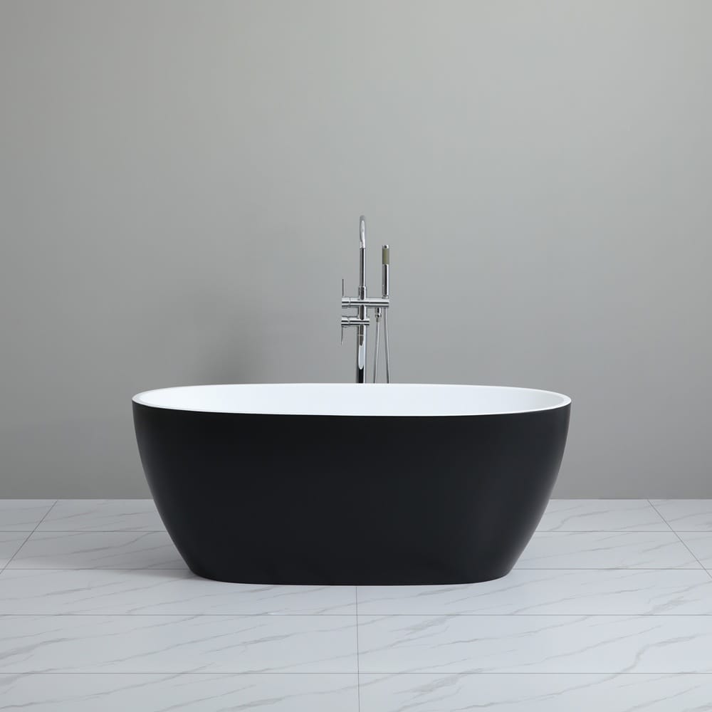 KDK Bathtubs Stella MBBT-5-1500 Free Standing Bathtub Matte Black and White Non Overflow 1500*750*590mm