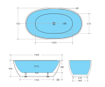 KDK Bathtubs Stella MBBT-5-1500 Free Standing Bathtub Matte Black and White Non Overflow 1500*750*590mm