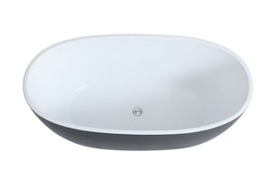 KDK Bathtubs Stella MBBT-5-1700 Free Standing Bathtub Matte Black and White Non Overflow 1700*810*590mm