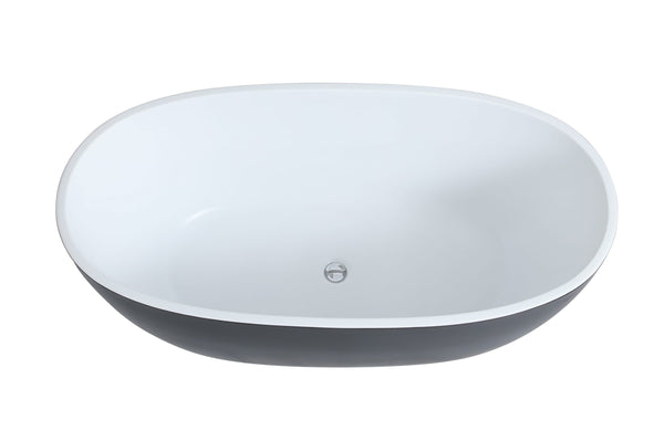 KDK Bathtubs Stella MBBT-5-1700 Free Standing Bathtub Matte Black and White Non Overflow 1700*810*590mm