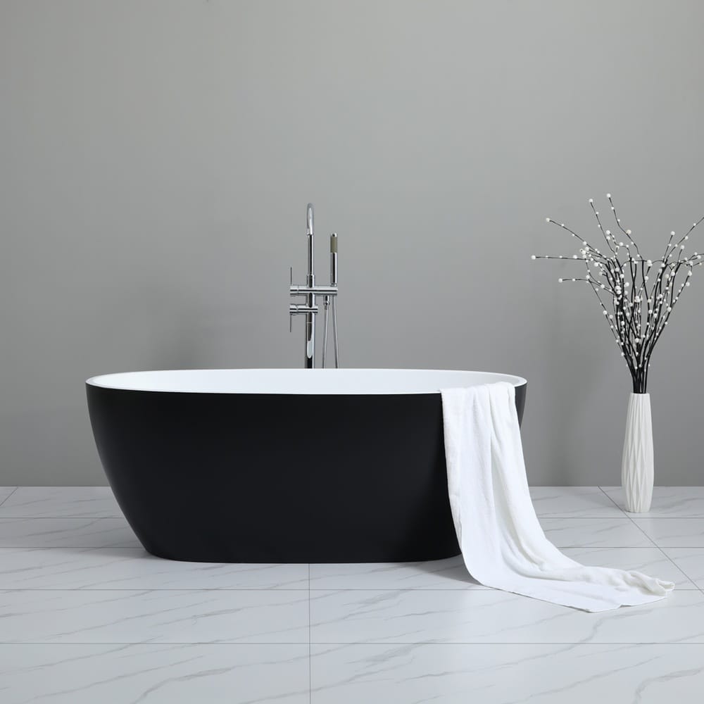 KDK Bathtubs Stella MBBT-5-1700 Free Standing Bathtub Matte Black and White Non Overflow 1700*810*590mm