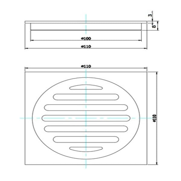 KDK Showers PSF01-B BLACK SHOWER GRATE FLOOR WASTE DRAIN 110*110MM