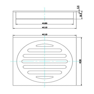 KDK Showers PSF01 CHROME SHOWER GRATE FLOOR WASTE DRAIN 110*110MM