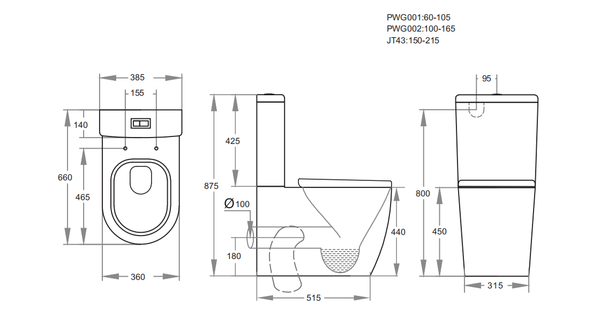 KDK Toilets Elvera Ambulant RimlessToilet Suite KDK027R