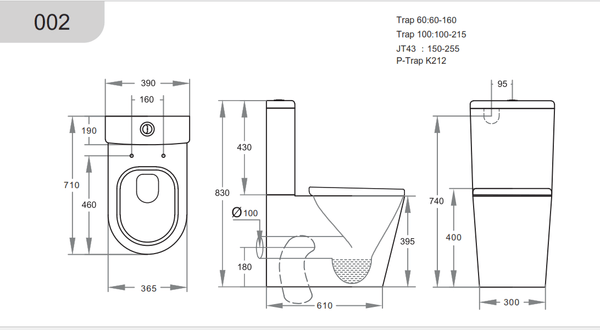 KDK Toilets KDK002R — Stella Rimless KDK002R Toilet Suite