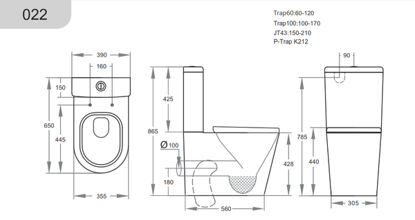 KDK Toilets KDK022 — Livis KDK022 Rimless Toilet Suite