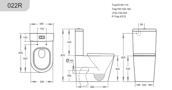 KDK Toilets KDK022R — Avis KDK022R Rimless Toilet Suite