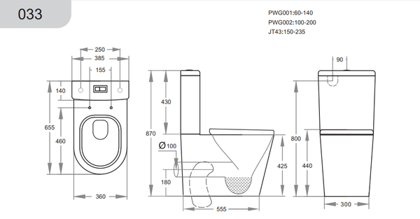 KDK Toilets KDK033 — Alpha Rimless Tornado KDK033 Toilet Suite