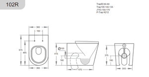 KDK Toilets KDK102R Avery Wall Faced Rimless Floor Pan