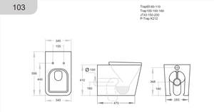 KDK Toilets KDK103 Qubist Wall Faced Floor Pan