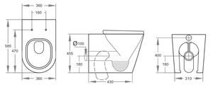 KDK Toilets KDK107R Elvera Rimless KDK107R Floor Pan