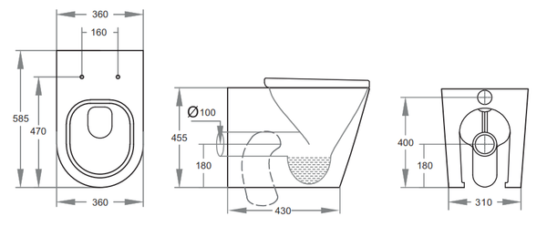 KDK Toilets KDK107R Elvera Rimless KDK107R Floor Pan
