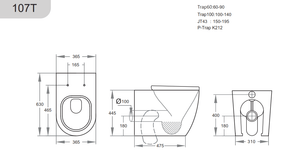 KDK Toilets KDK107T Elvera Tornado Wall Faced Floor Pan