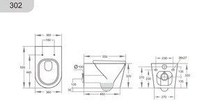 KDK Toilets KDK302 Avery Wall Hung Pan