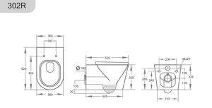 KDK Toilets KDK302R  Avery Rimless Wall Hung Pan