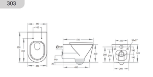 KDK Toilets KDK303  Qubist Wall Hung Pan