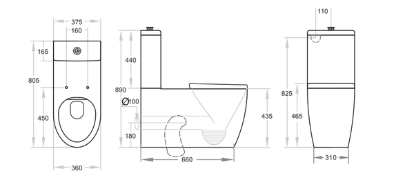 KDK Toilets KDK800 Asta Care Rimless Disabled Toilet Suite