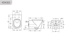 KDK Toilets R&T In-Wall Wall Hung Toilet Suite
