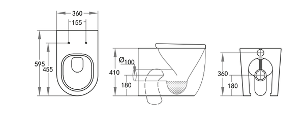KDK Toilets Veda Wall Faced Tornado Floor Pan (VE105TWFP) KDK105T