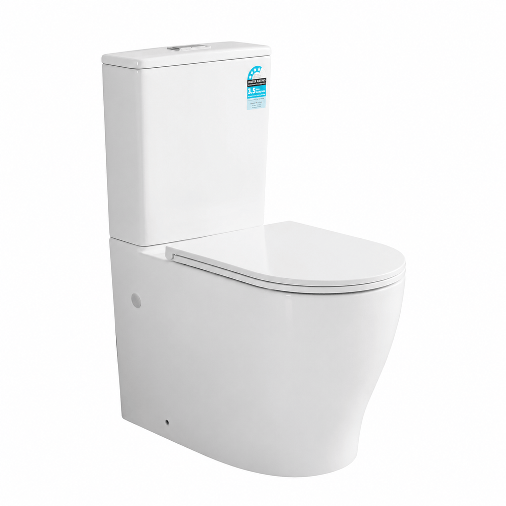 KDK Toilets V043 Sylea Tornado Rimless Back To Wall Toilet Suite 655x380x860mm