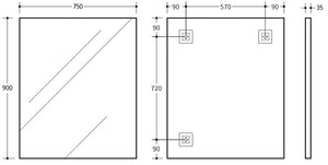 KDK Vanities KDK- KS9075F-MB MATTE BLACK ALUMINIUM FRAMED MIRRORS 750*900MM