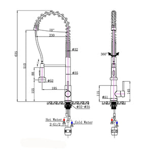 OX1017.KM TALL SPRING BLACK PULL OUT KITCHEN SINK MIXER TAP