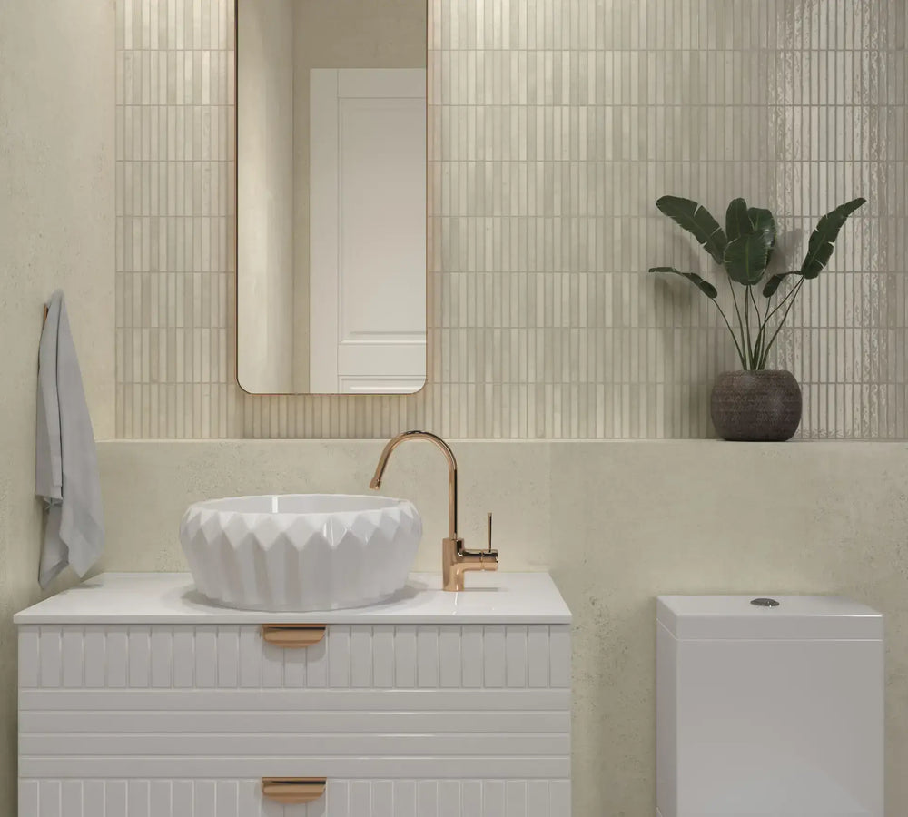 Dune Ivory Glossy Kit-Kat Mosaic Tile 115X231mm