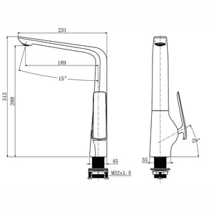 TSI Mixer Taps KT33.02 Esperia Matte Black Kitchen Mixer