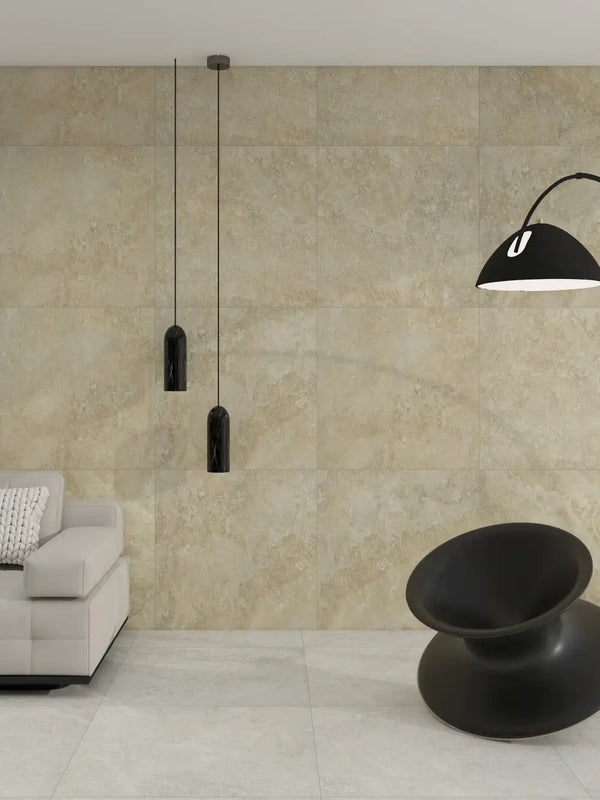 Melbourne Porcelain Tile Travertine Cross Crema Matt Tile 600x600mm