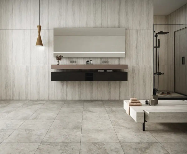 Melbourne Porcelain Tile Travertine Cross Silver Matt Tile 600x600mm