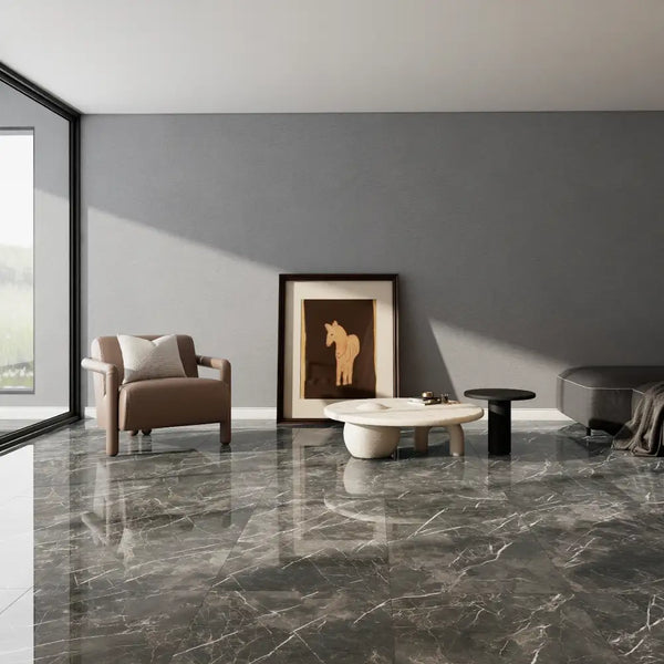 Melbourne Porcelain Tile Atlas Grey Polished Tile 600x600mm