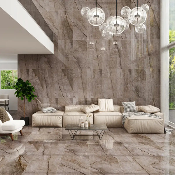 Melbourne Porcelain Tile Marmo Florence Grey Polished Tile 600x600mm