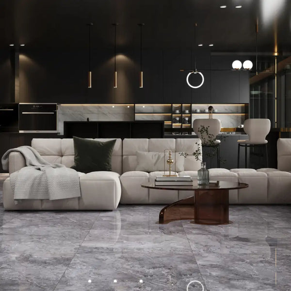 Melbourne Porcelain Tile Marmo Breccia Grey Polished Tile 600x600mm