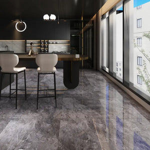 Melbourne Porcelain Tile Marmo Breccia Grey Polished Tile 600x600mm
