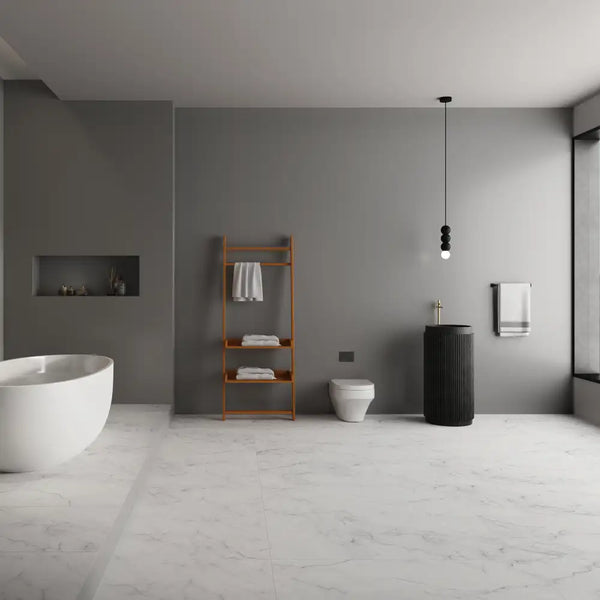 Melbourne Porcelain Tile Marmo Bianco Carrara Sliptech Tile 600x600mm