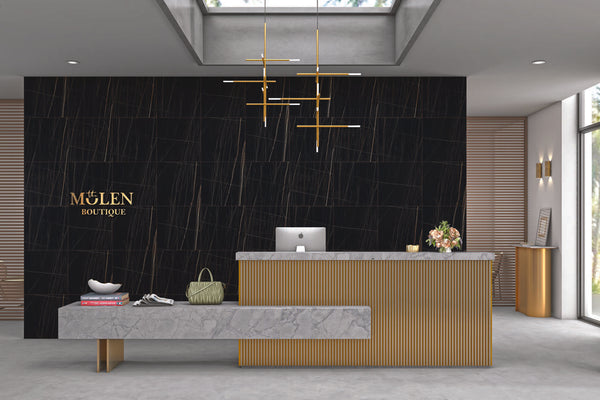 Melbourne Porcelain Tile Noir Gold Polished Tile 750x1500mm