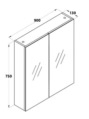 MIRO 90P BELLA Pencil Edge Mirror Shaving Cabinet Gloss White 900x750x130mm