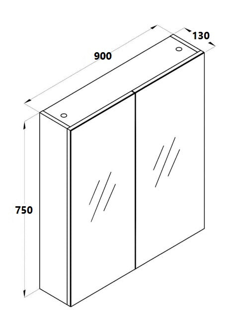 MIRO NUTRO90 NUTRO Light Oak Mirror Shaving Cabinet 900x750x130mm