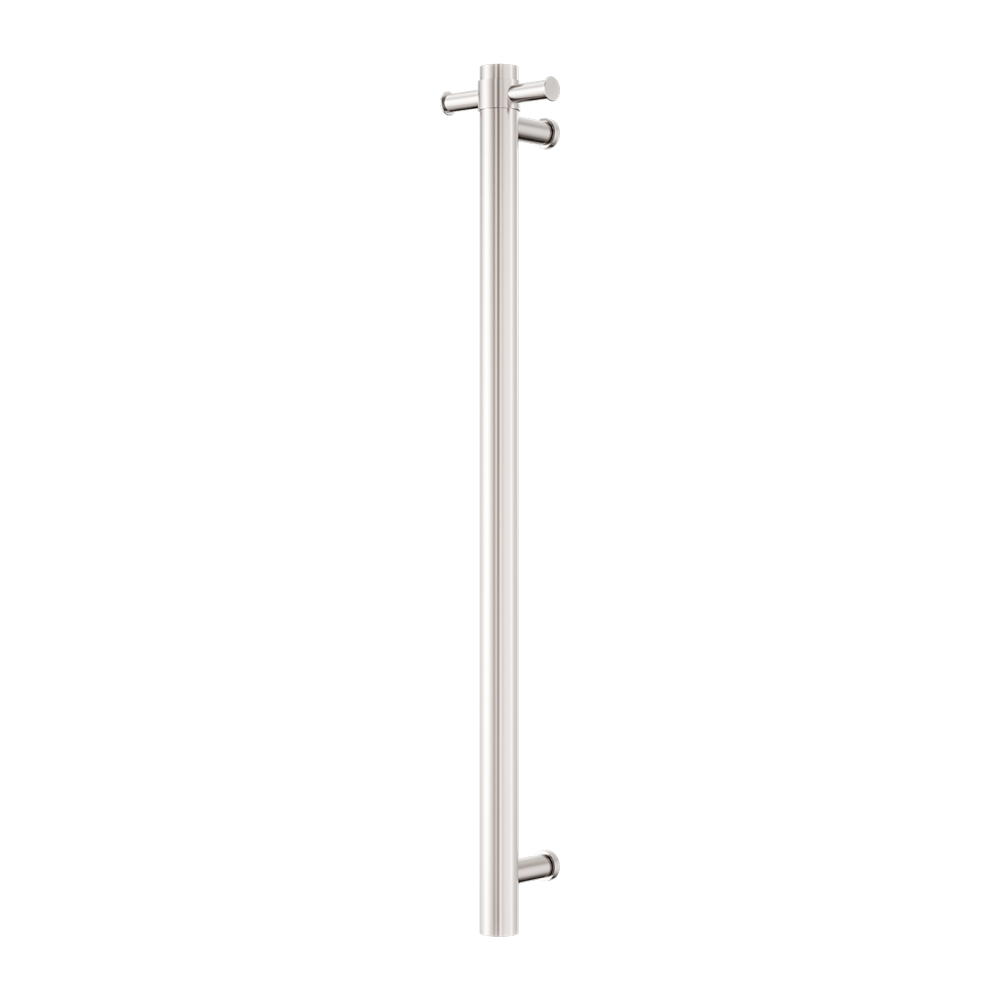 Nero Bathroom Accessories MECCA 240V SINGLE VERTICAL HEATED TOWEL RAIL BRUSHED NICKEL (NRV902HBN)