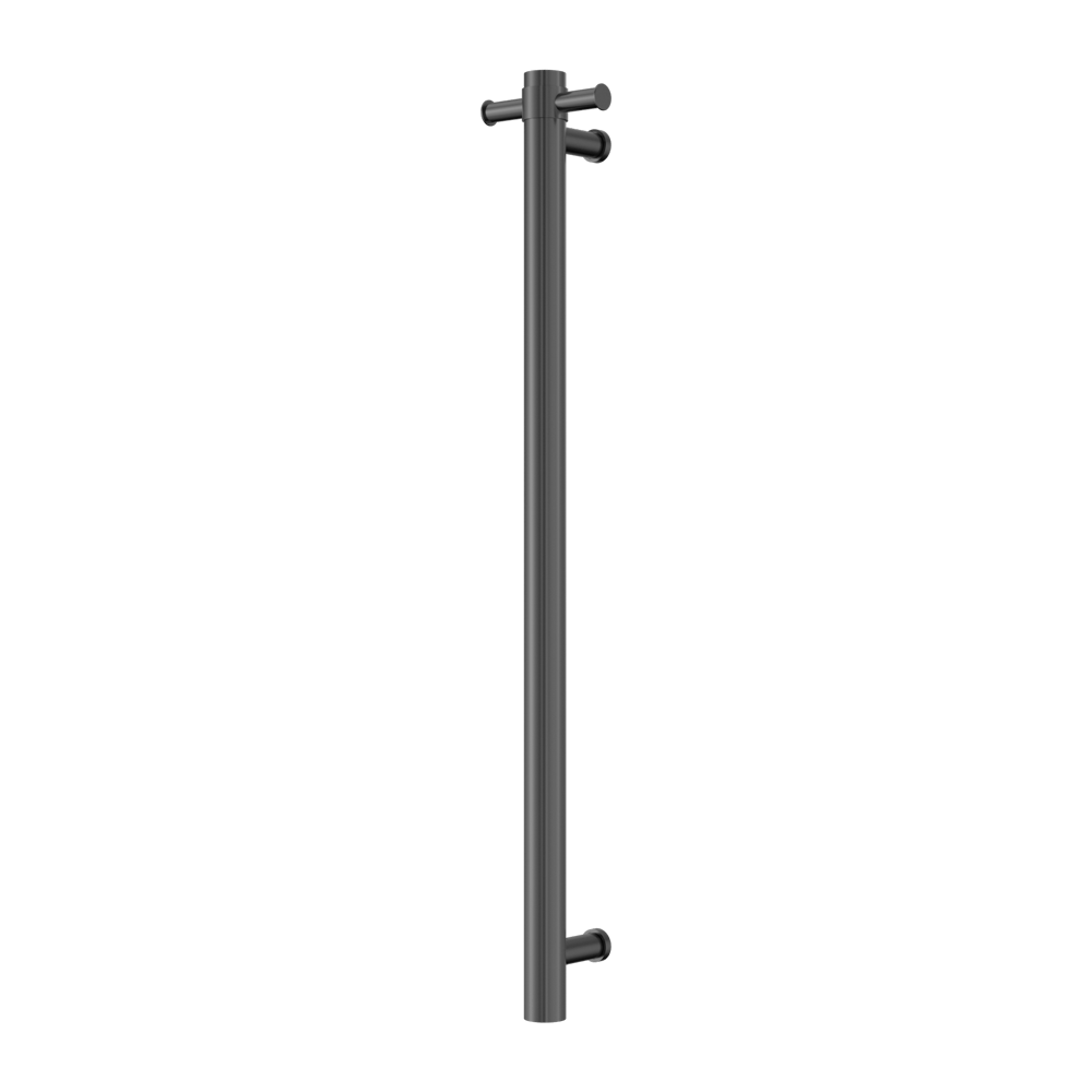 Nero Bathroom Accessories MECCA 240V SINGLE VERTICAL HEATED TOWEL RAIL GUN METAL (NRV902HGM)