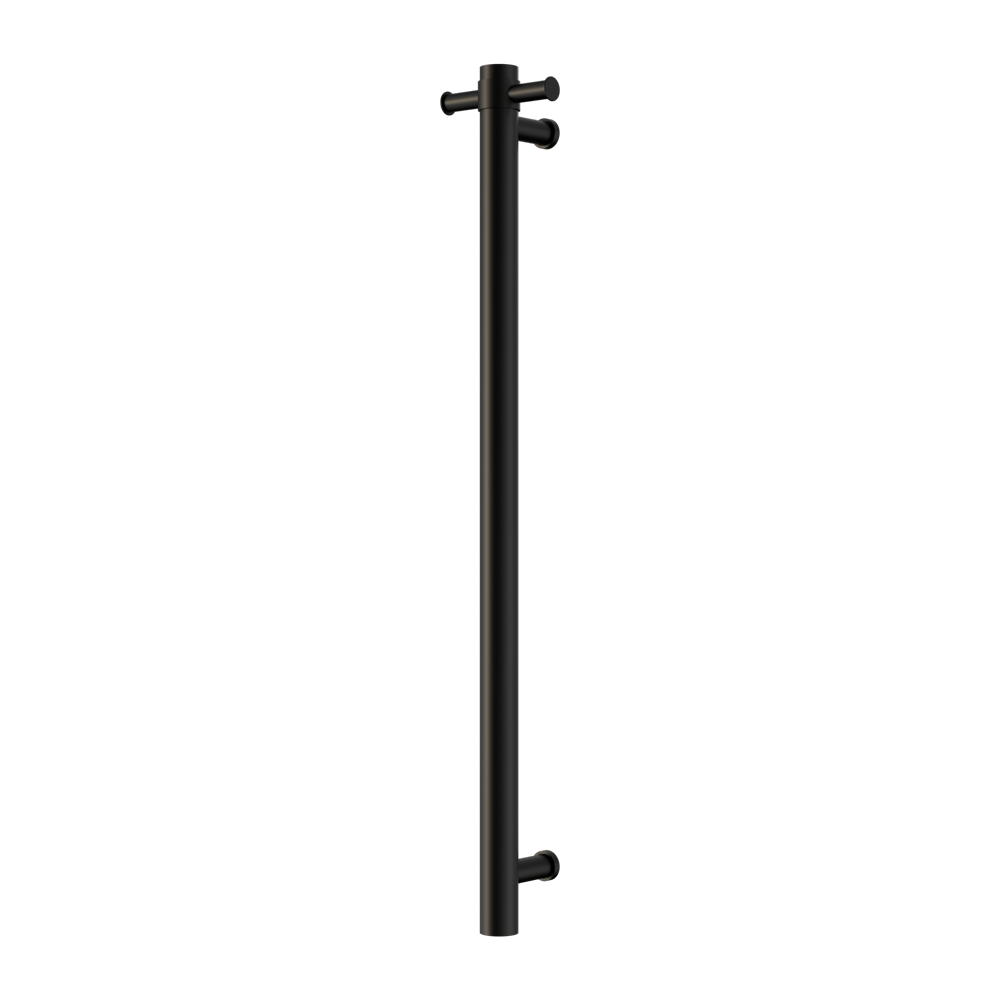 Nero Bathroom Accessories MECCA 240V SINGLE VERTICAL HEATED TOWEL RAIL MATTE BLACK (NRV902HMB)