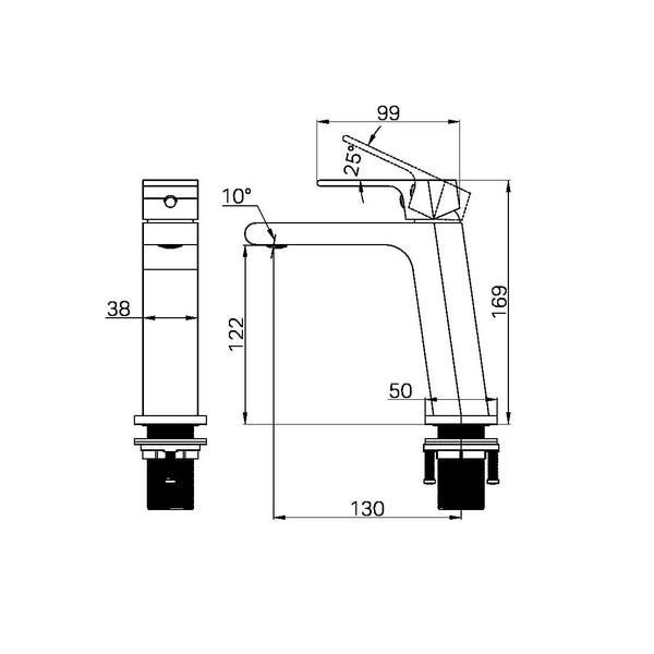 Nero Mixer Taps BIANCA BASIN MIXER MATTE BLACK (NR321501MB)